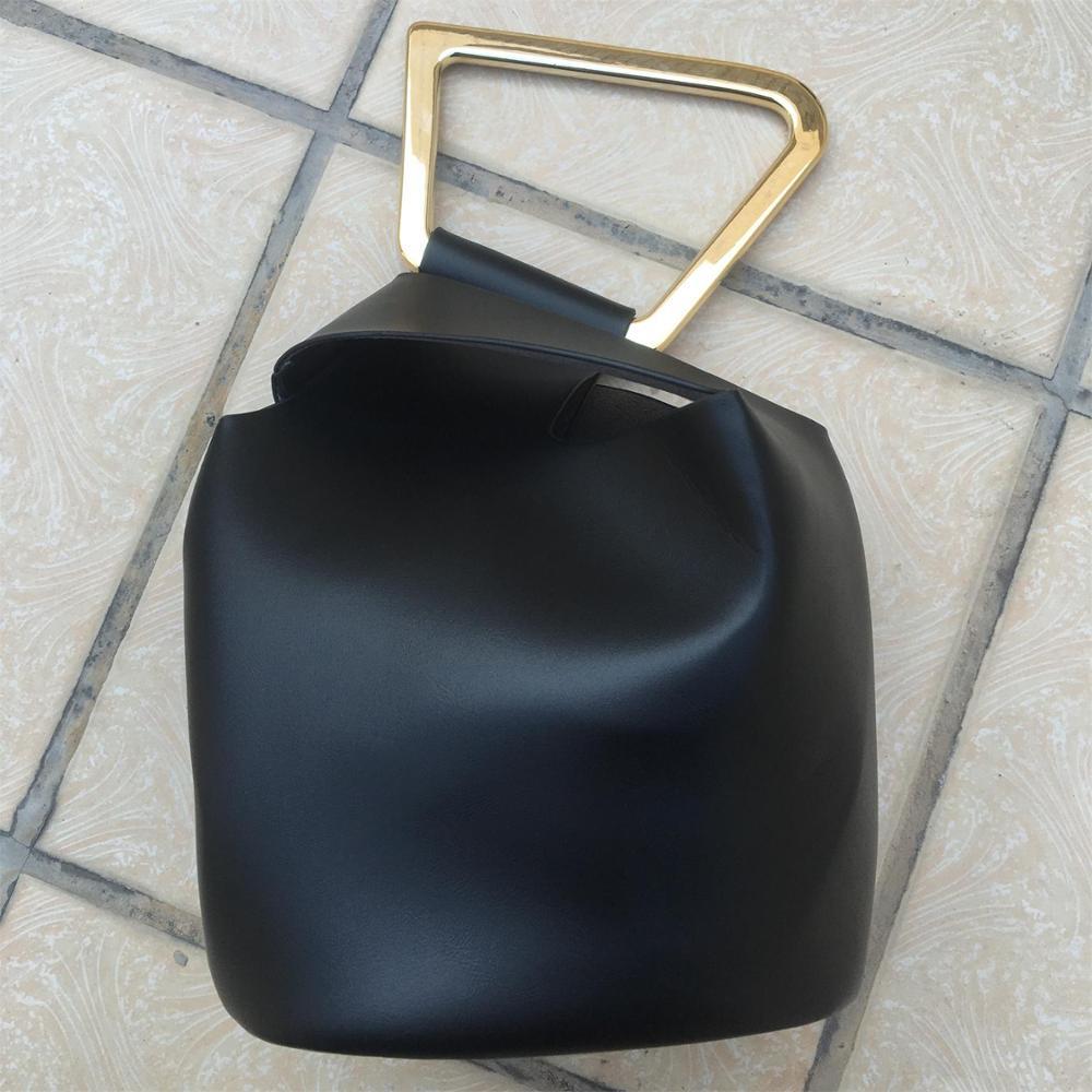 Luxury Leather Bucket Shoulder Bag with Acrylic Handle – Crossbody Convertible