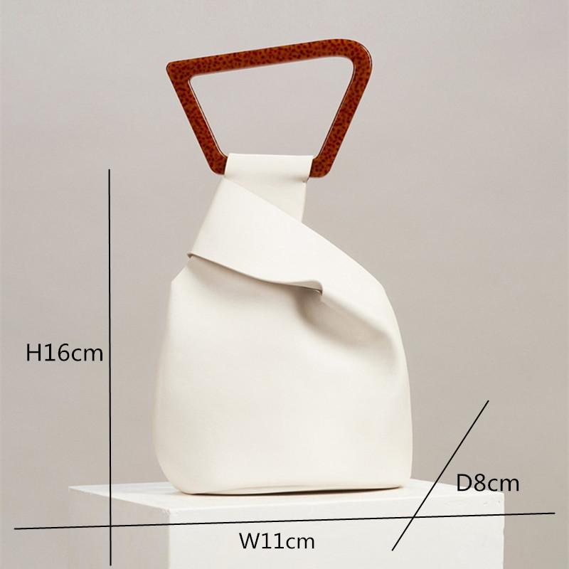 Luxury Leather Bucket Shoulder Bag with Acrylic Handle – Crossbody Convertible