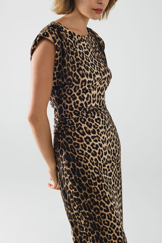 Leopard Print Q2 Sleeveless Midi Dress – Everyday to Evening