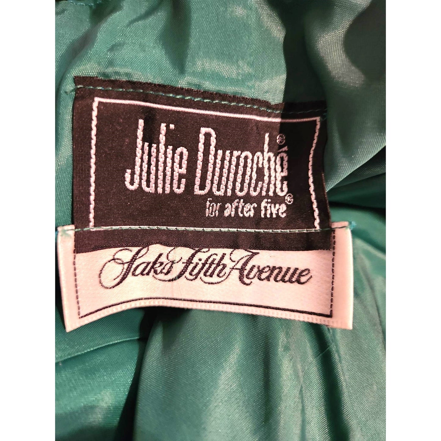 ONLY ONE!!! Vintage Julie Duroche After Five Saks Fifth Avenue Satin Green Strapless Gown ~ Size 6