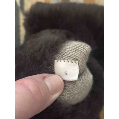 ONLY ONE!!! UGG Women's Leather Genuine Shearling Trim Tech Brown Driving Gloves ~ Size S