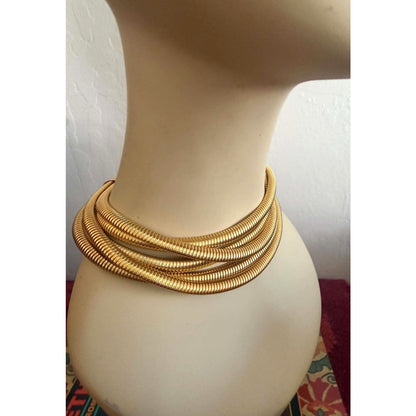 Milor Italy Bronze 5 Strand Gold Tone Statement Collar Necklace Adjustable 22.5”