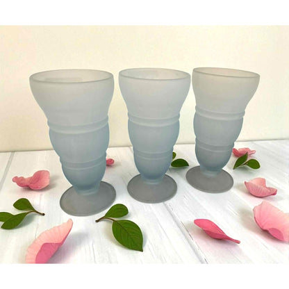 ONLY ONE!!! Vintage Indiana Glass “Icy Blue” Frosted Milkshake Glasses – Set of 3
