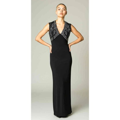 ONLY ONE!!! Vintage Parisline Paris Line Black White Halter Gown Size M
