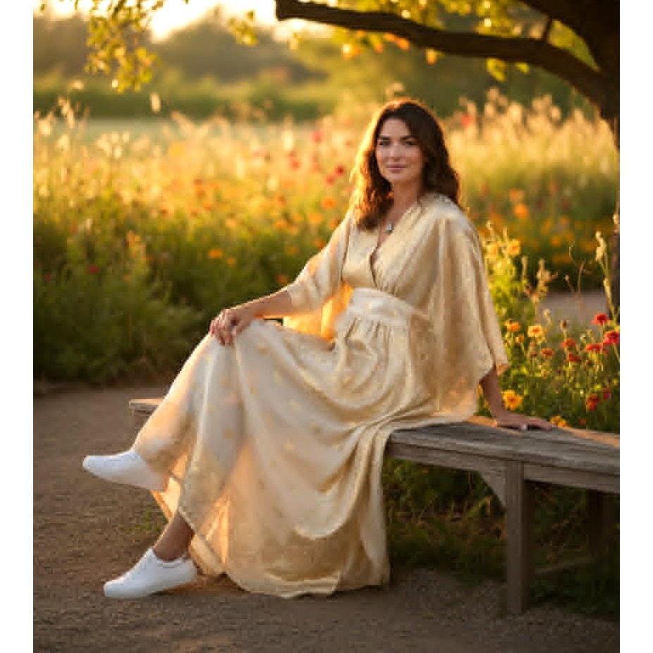 Vintage 1970s Gold Metallic Caftan