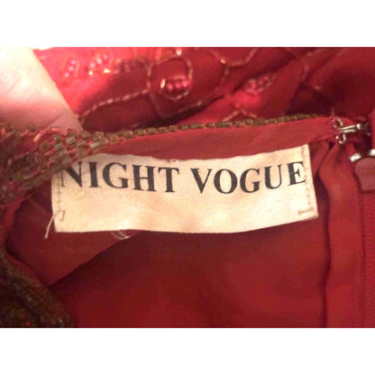ONLY ONE!!! Vintage Night Vogue Red Silk Beaded Sequin Dress L