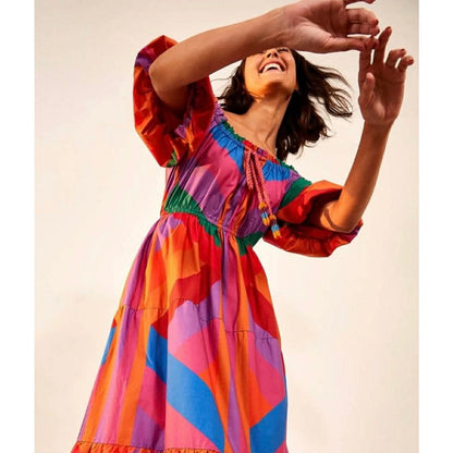 Farm Rio Colorful Geometric Maxi Dress – NWT Size L