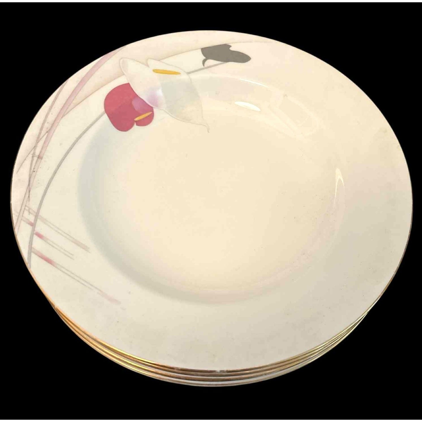 ONLY ONE SET!!! Vintage Mikasa Anthurium Bone China Set 4 Soup Bowls