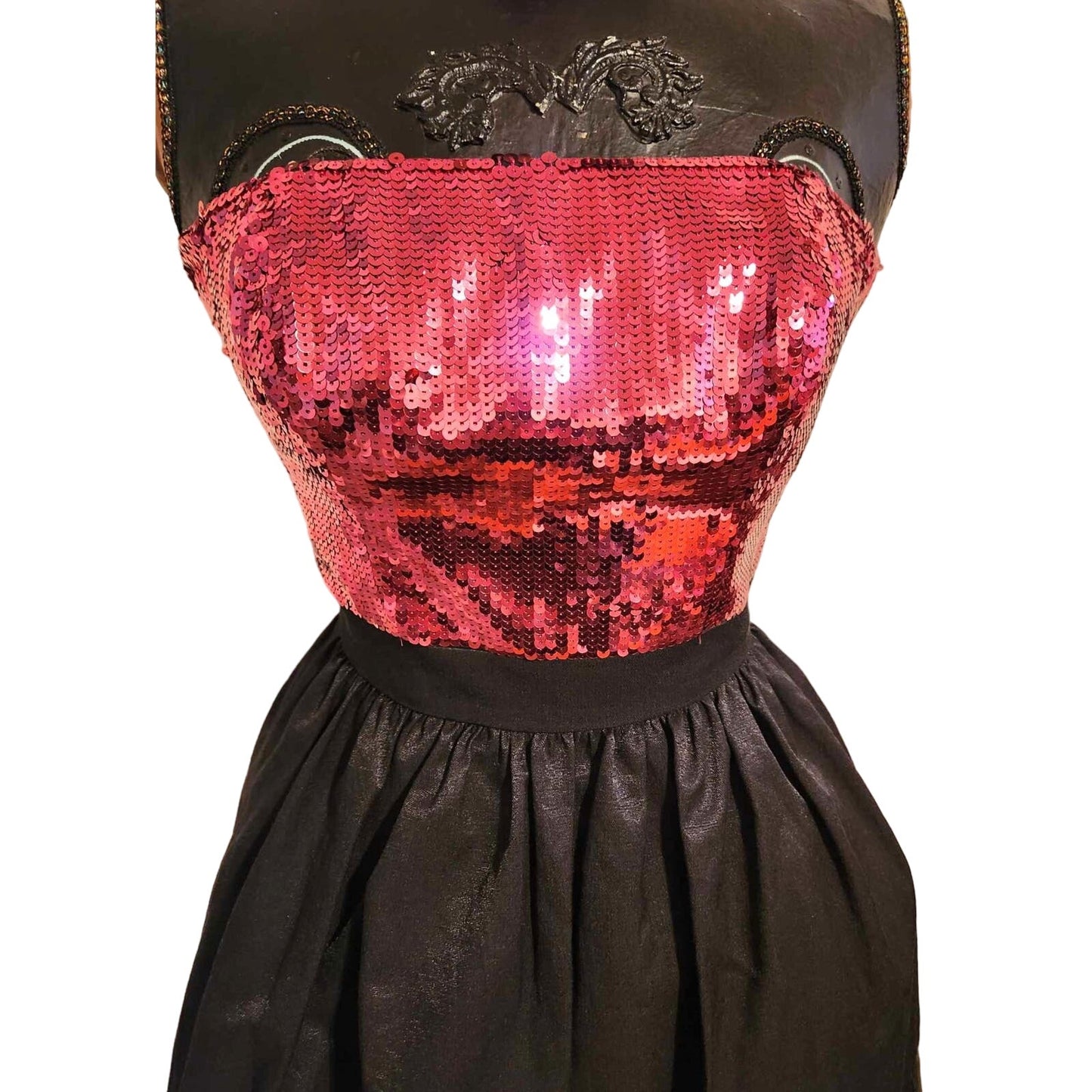 ONLY ONE!!! Vintage Betsey Johnson Pink & Black Sequin Party Dress ~ Size 4