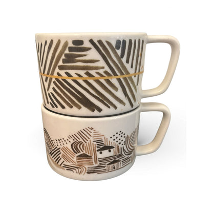 Starbucks Artisan Series 2014 Geography Brown Mug Set of 2
