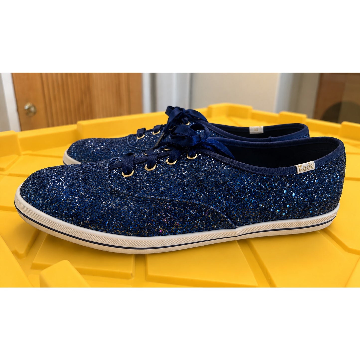 Keds Kate Spade Blue Glitter Sneakers Shoes 8.5 M
