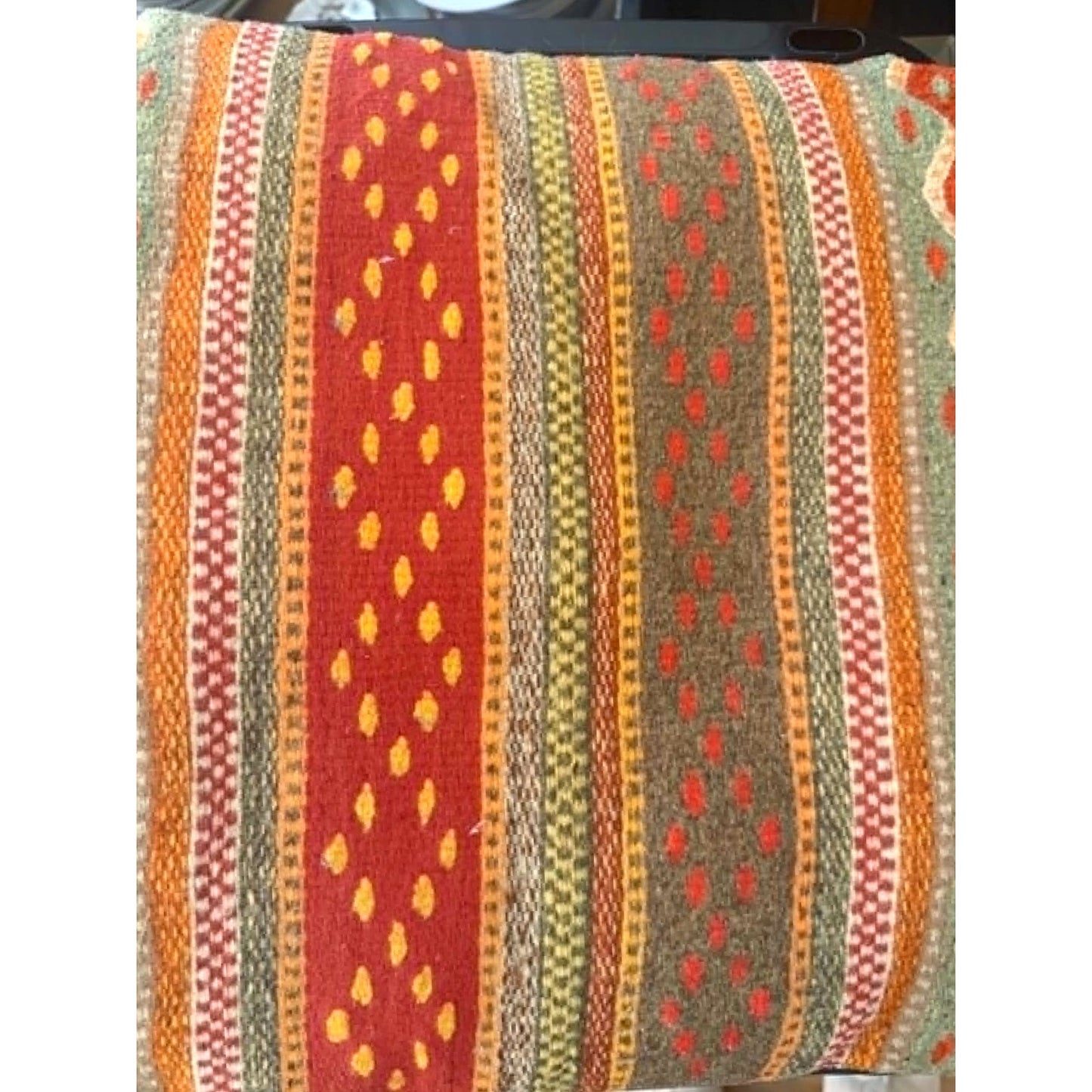 Colorful Handwoven Wool Throw Pillow 20.5"x18"