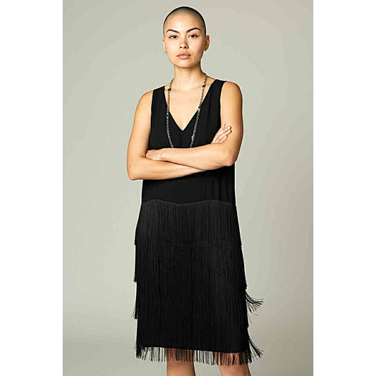 ONLY ONE!!! 1960s Lilli Diamond Black Crepe Fringe Party Dress – Vintage
