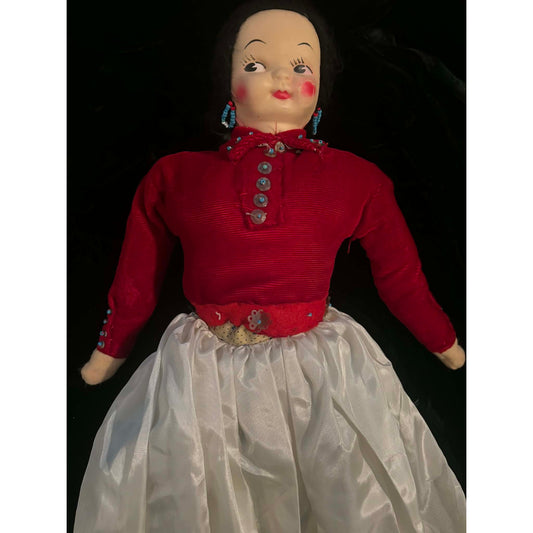 Vintage Mexican Folk Art Woman Doll – Hand-Dressed, 29”