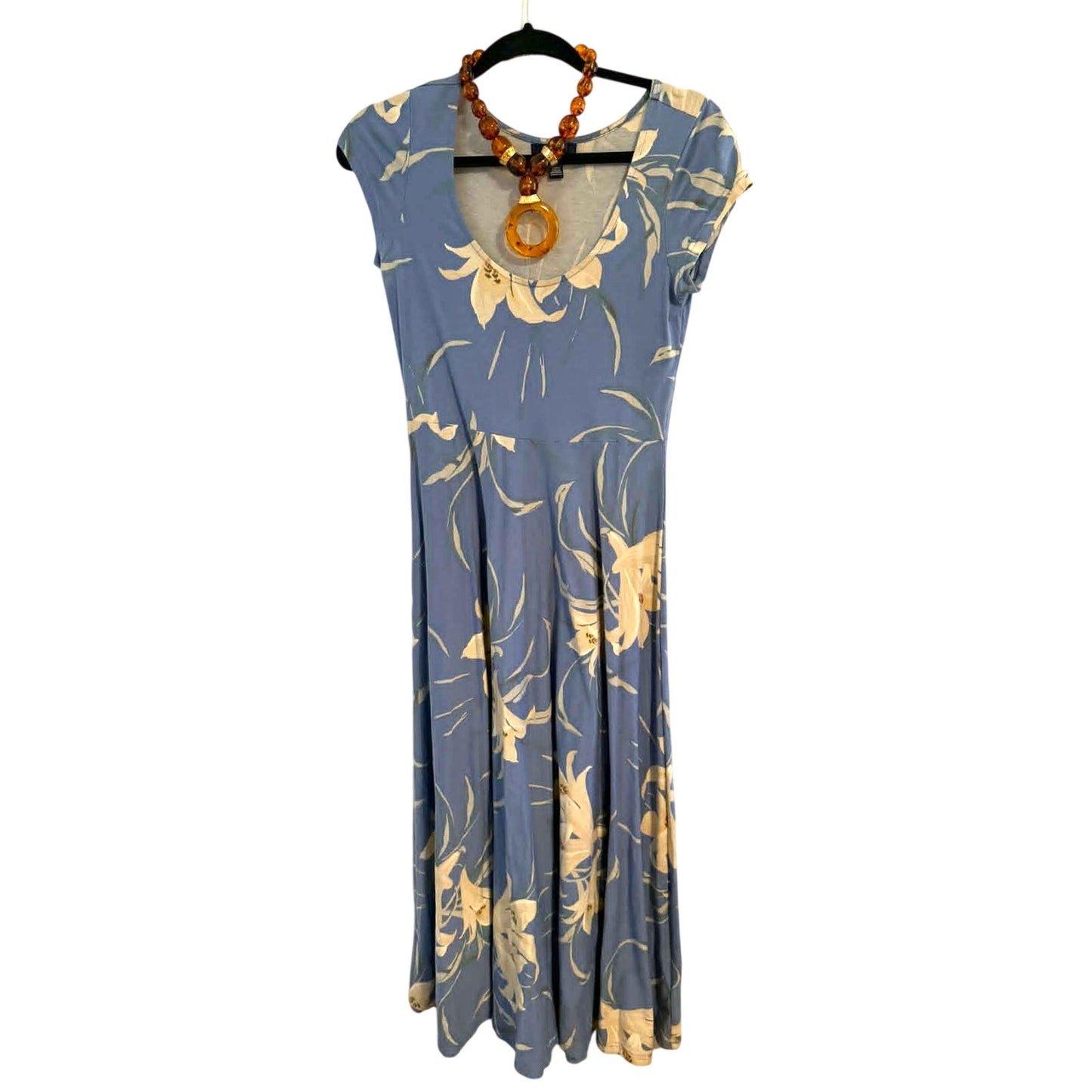 Chaps Blue Floral Maxi Dress S 100% Cotton