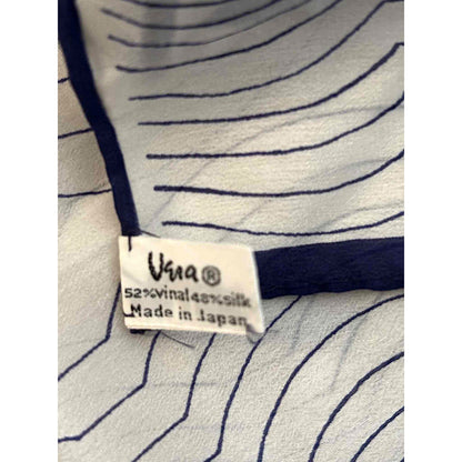 ONLY ONE!!! Vintage Vera Neumann 70s Blue White Mod Signed Silk Blend Scarf