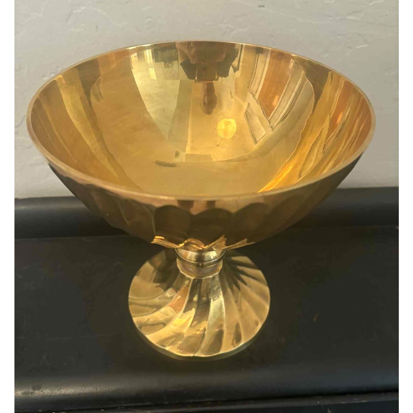 ONLY ONE!!! Vintage Brass Compote MCM Fluted Bowl