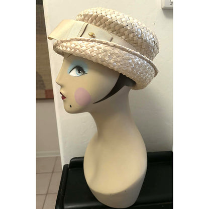 Vintage Mid Century Straw Cloche Hat