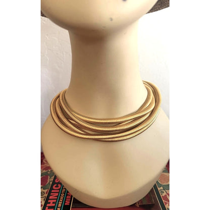 Milor Italy Bronze 5 Strand Gold Tone Statement Collar Necklace Adjustable 22.5”