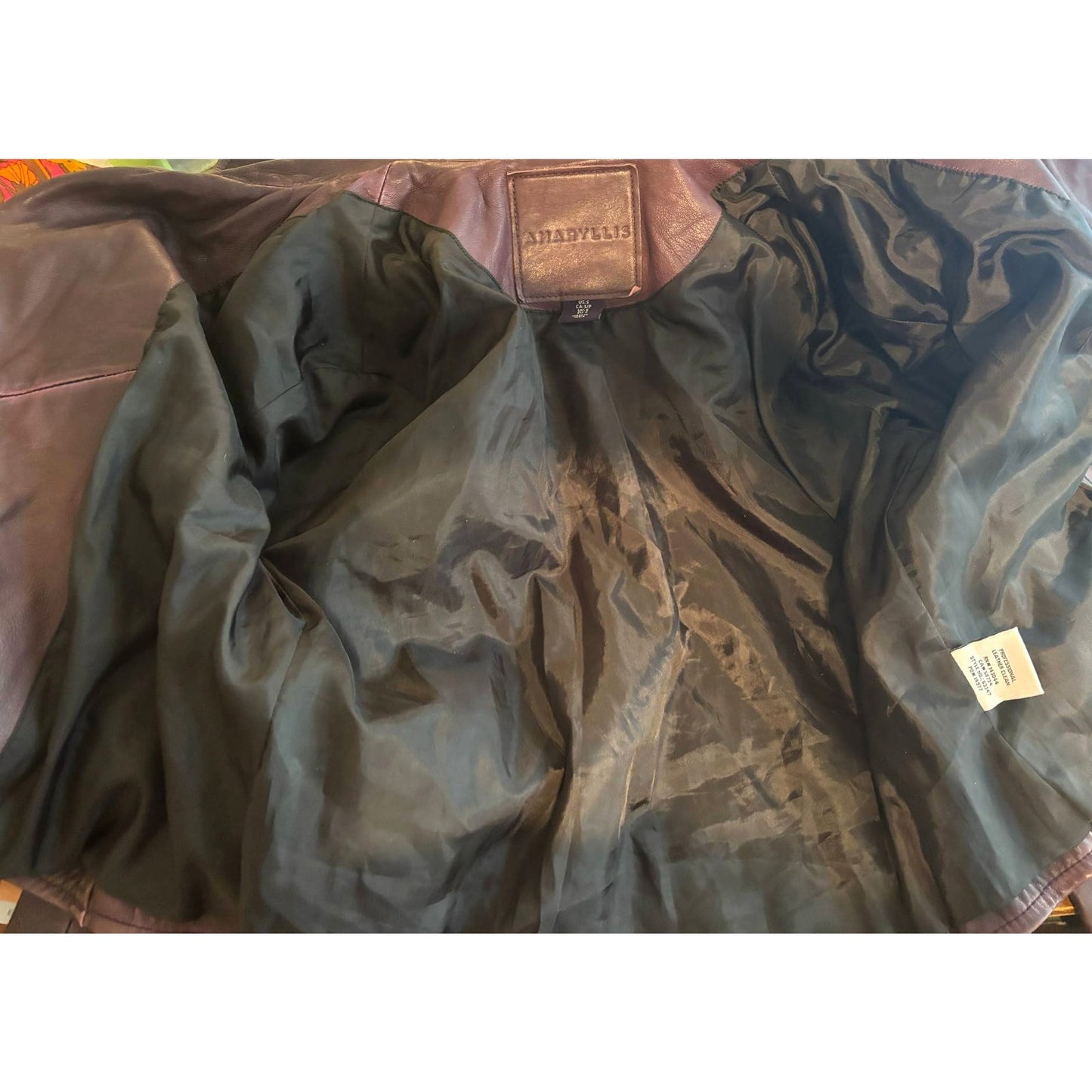 ONLY ONE!!! Amaryllis Distressed 100% Leather Moto Deep Jacket Purple Asymmetric Zip ~ Size S