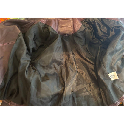 ONLY ONE!!! Amaryllis Distressed 100% Leather Moto Deep Jacket Purple Asymmetric Zip ~ Size S