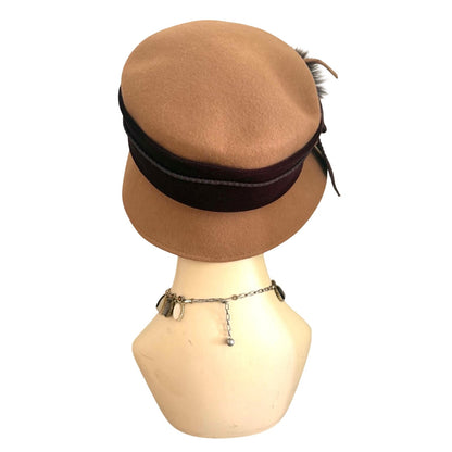 Vintage Galliano Sorbatti Italian Wool Cloche Hat Velvet Fur Italy