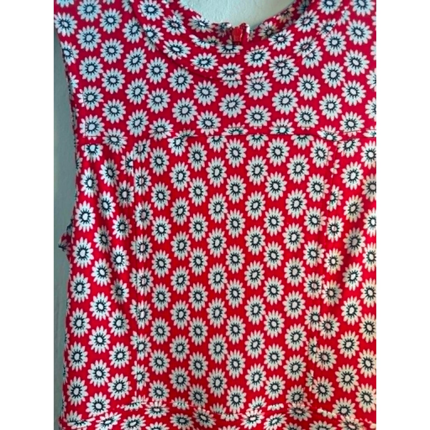 Tory Burch Red Daisy Print Midi Dress XS