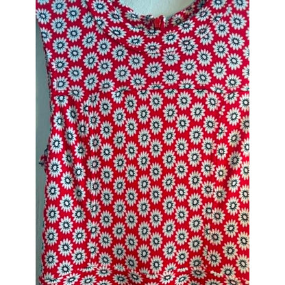 Tory Burch Red Daisy Print Midi Dress XS