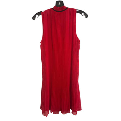 ONLY ONE!!! DKNY Red Pleated Chiffon Shift Dress with Black Bow Detail ~ Size 6