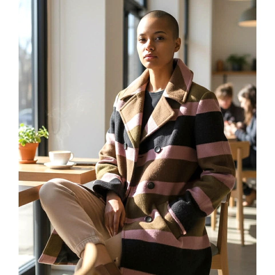 Vintage Betty Rose Striped Wool Coat | Mod 60s–70s Statement