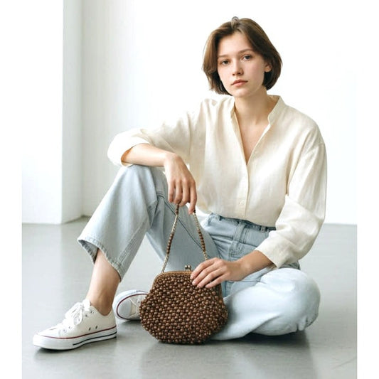 ONLY ONE!!! Vintage 1950s BROADWAY Brown Straw Beaded Handbag Made Japan