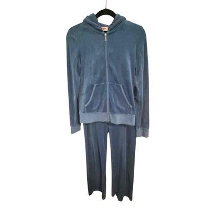 Juicy Couture Vintage Juicy Couture Blue Velour Rhinestone Crown Track Suit Set
