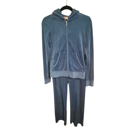 Juicy Couture Vintage Juicy Couture Blue Velour Rhinestone Crown Track Suit Set