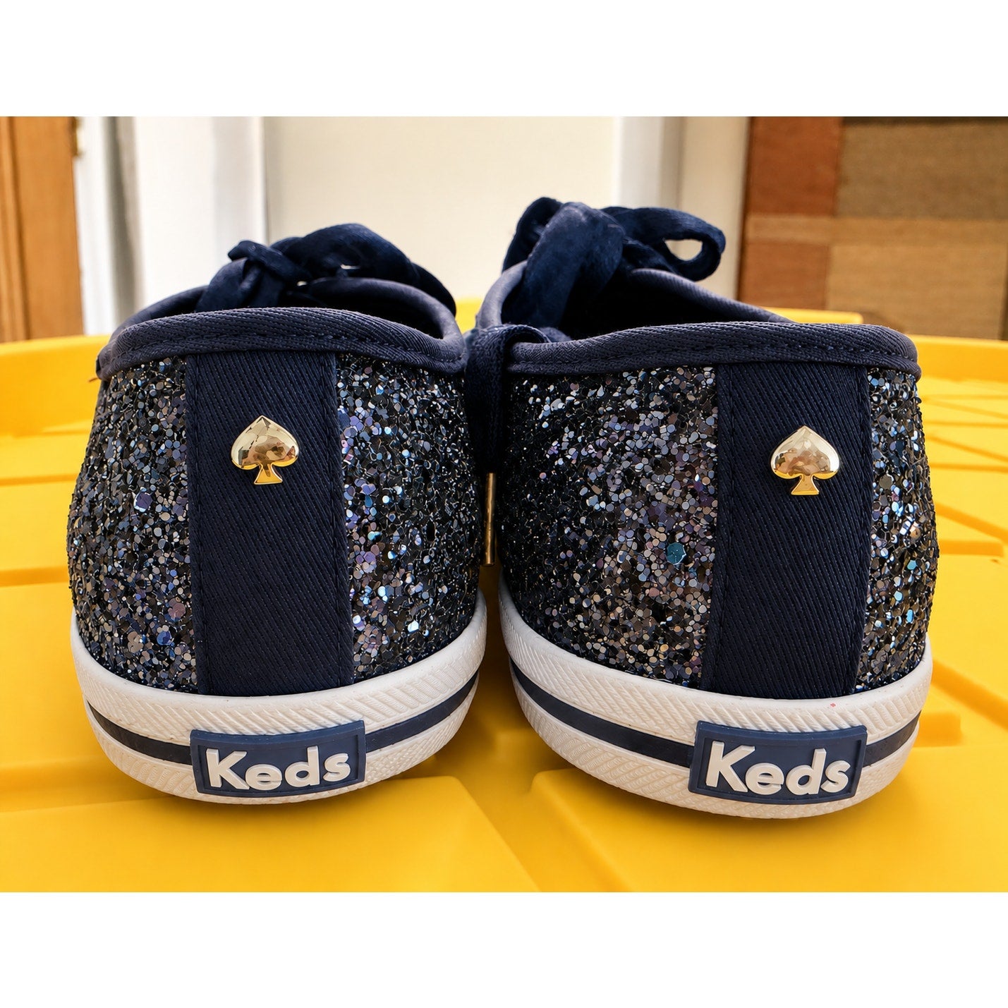 Keds Kate Spade Blue Glitter Sneakers Shoes 8.5 M