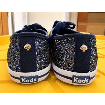 Keds Kate Spade Blue Glitter Sneakers Shoes 8.5 M