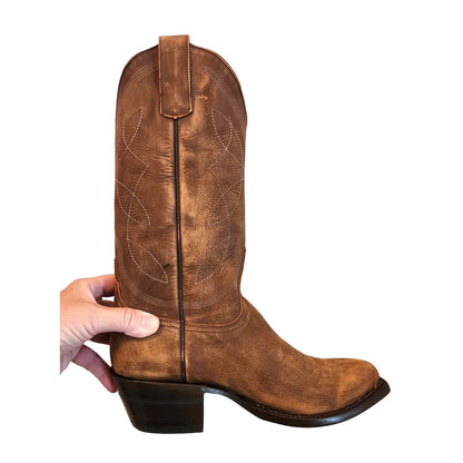 ONLY ONE!!! ALVIES "The Guadalupe" New Cowhide Brown Distressed Cowboy Boot ~ Size 10B