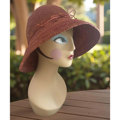ONLY ONE!!! Helen Kaminski 100% Raffia Sun Hat in Burnt Orange ~ Handmade in Madagascar