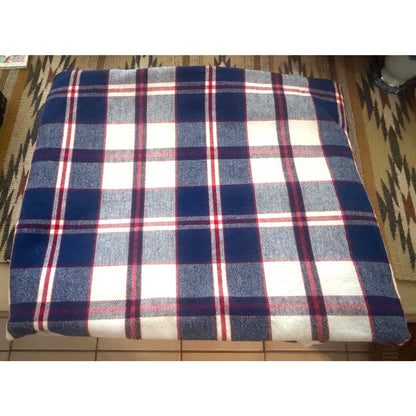Sur La Table Oversized Red White Blue Plaid Cotton Tablecloth 67x180
