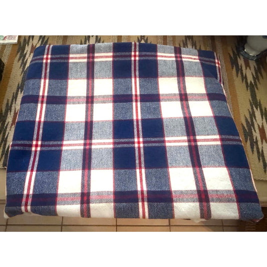 Sur La Table Oversized Red White Blue Plaid Cotton Tablecloth 67x180