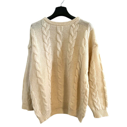Vintage Benetton Shetland Wool Cable Knit Sweater