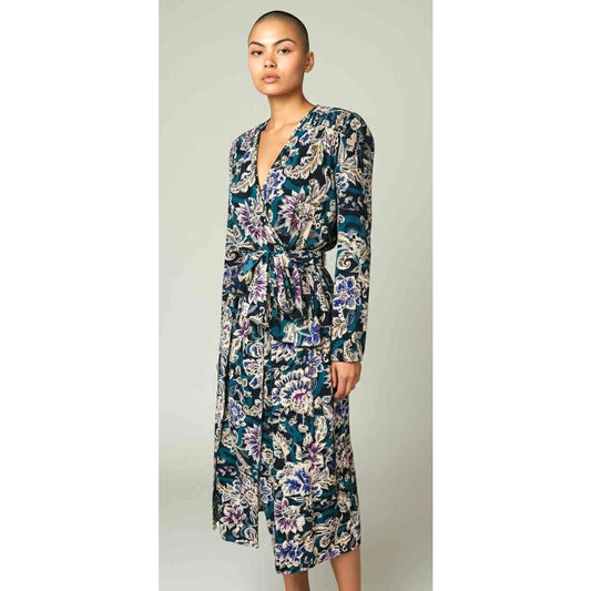 ONLY ONE!!! Vintage Diane Fries Floral V-Neck Dress ~ Size L/XL