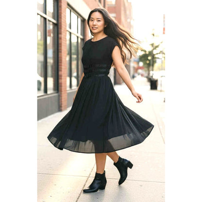 ONLY ONE!!! Vintage 1960s Black Crepe A-Line Dress Size S/M