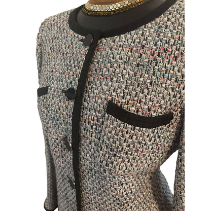 Armani Collezioni Single-Breasted Multicolor Tweed Jacket US 10 IT 46
