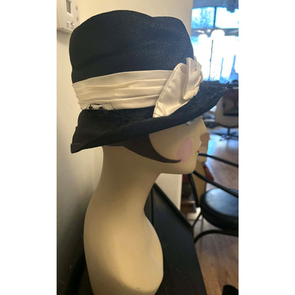 Vintage Cherry & Webb Black Straw Dress Hat | 1960s Elegance