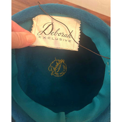 Vintage 1950s Deborah Exclusive Blue Felt Hat Stamped Duchess Body Made in Italy