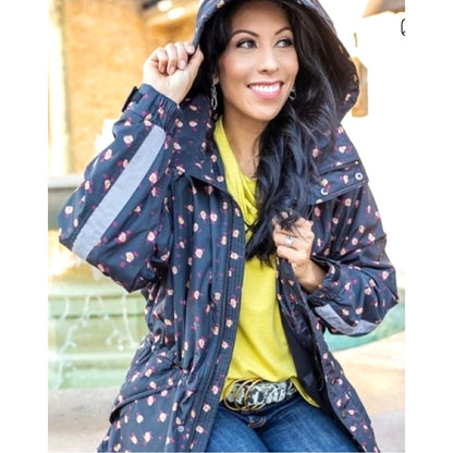cabi Rainy Day Hooded Anorak Jacket | Black Floral | Curated Classic