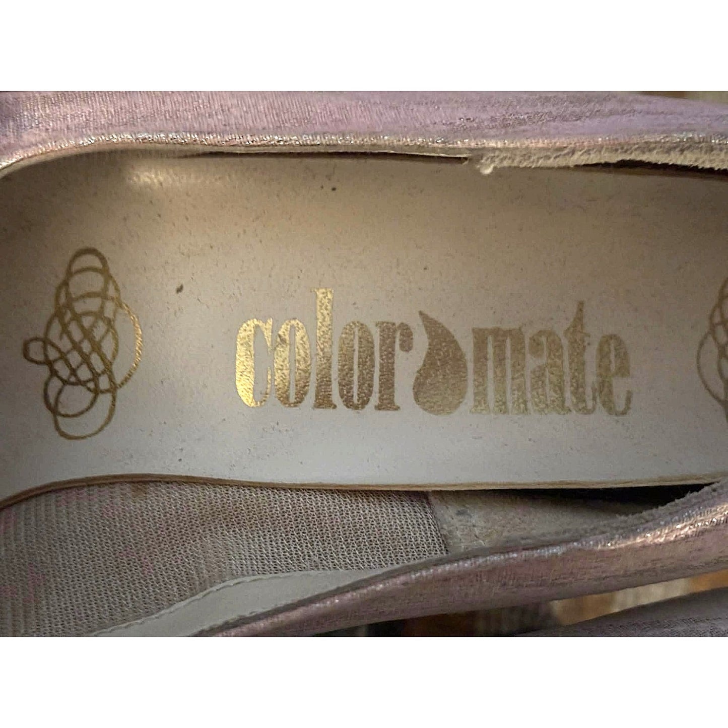 1960s Color Mate Pink & Silver Rhinestone Buckle Heels – Size 9 AA