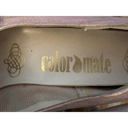 1960s Color Mate Pink & Silver Rhinestone Buckle Heels – Size 9 AA