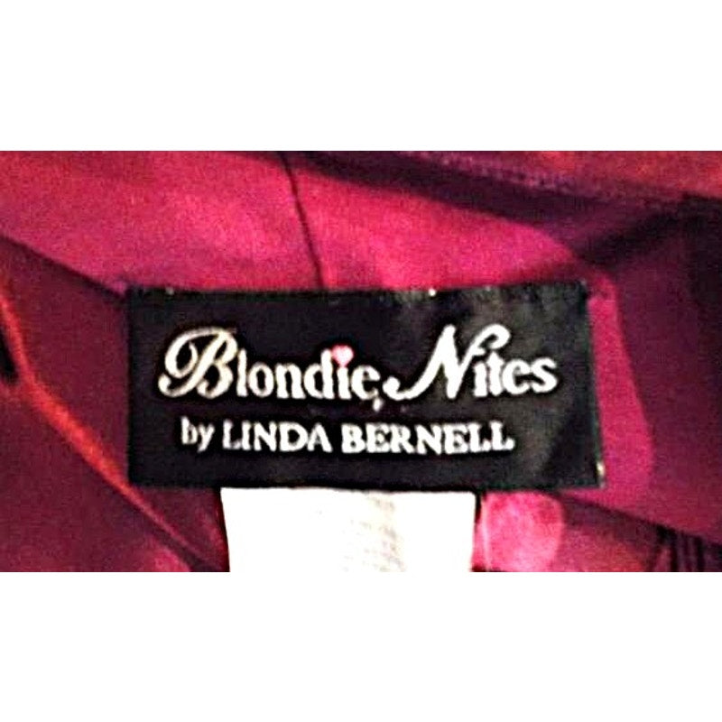 ONLY ONE!!! Vintage Blondie Nites by Linda Bernell Burgundy Satin Evening Dress – 1920s-Inspired Rhinestone Strap Gown