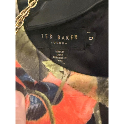 Ted Baker London Black Candiss Opulent Bloom Print Midi Dress Size 0